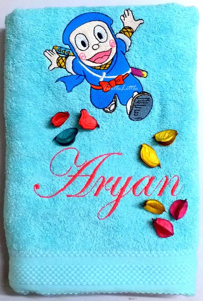 Ninja Hattori Personalised Embroidered Kids Bath Towel