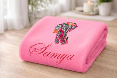 Baby Girl Elephant Personalised Kids Bath Towel