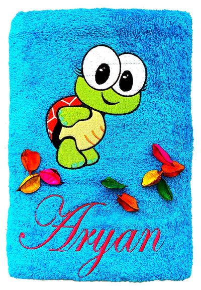 Personalised Baby Turtle Kids Bath Towel