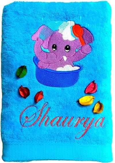 Bathing Baby Elephant Personalised Kids Bath Towel