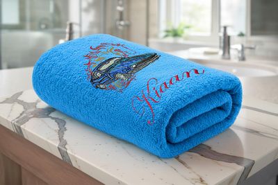 Personalised Blue Mustang Car Bath Towel