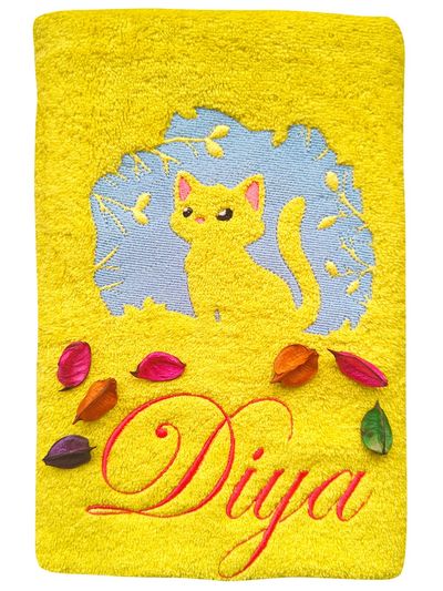 Cat Personalised Kids Bath Towel
