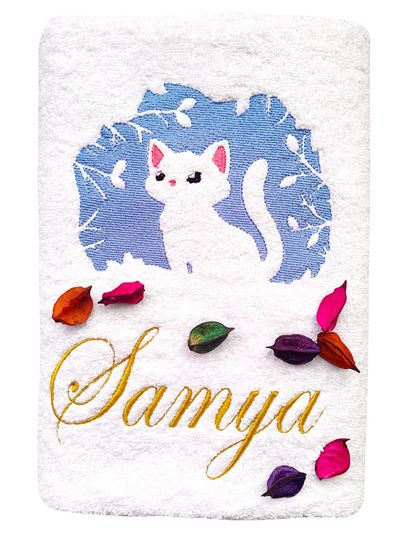 Cat Personalised Kids Bath Towel