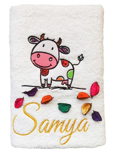 Cow Personalised Kids Bath Towel
