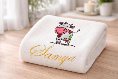 Cow Personalised Kids Bath Towel