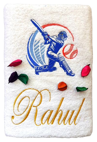 Crciket Player Sports Personalised Kids Bath Towel