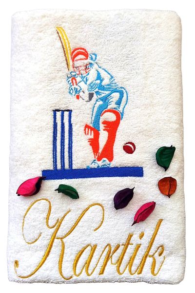 Cricket Player Personalised Kids Bath Towel
