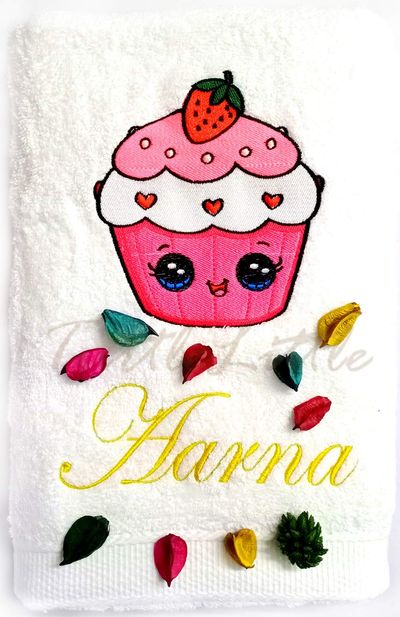Cup Cake Personalised Kids Bath Towel
