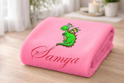 Cute Baby Dinosaur Personalised Kids Bath Towel (Pink)