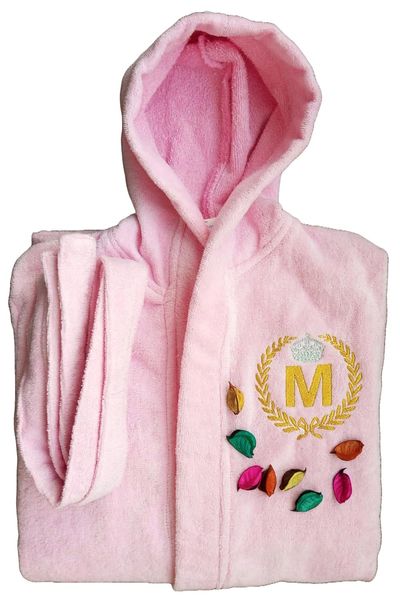 Cute Sheep Personalised Bathrobe for Girl Kids, with Name and Initials (IN, Age, 4 Years, 6 Years, Pink)