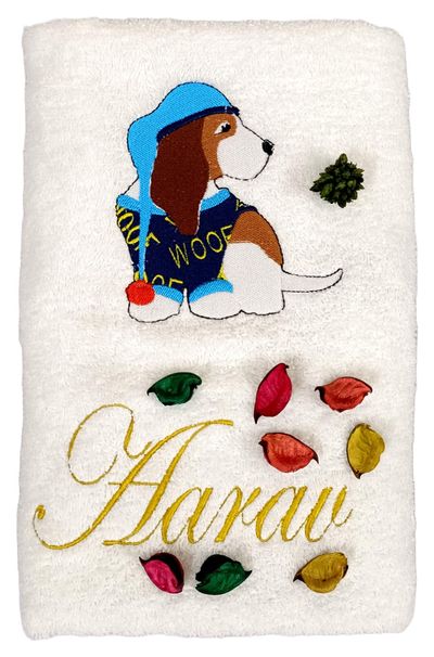 Dog Personalised Kids Bath Towel
