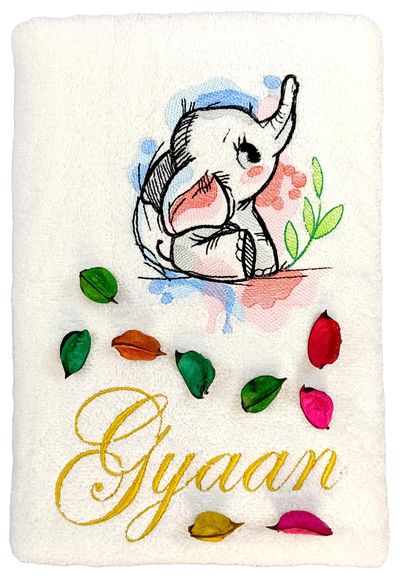 Elephant Personalised Kids Bath Towel