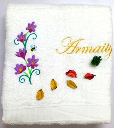 Floral Bee Personalised Bath Towel