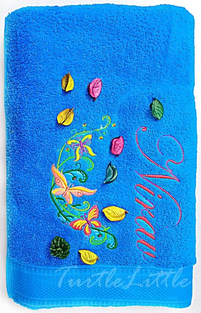 Floral Butterfly Personalised Bath Towel