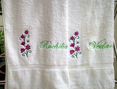 Floral with a Bee Personalised Valentines Couple Bath Towels