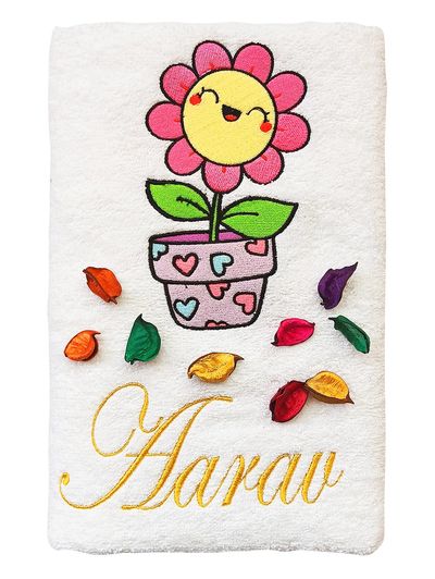 Flower Pot Personalised Kids Bath Towel