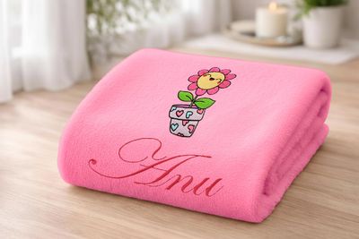 Flower Pot Personalised Kids Bath Towel