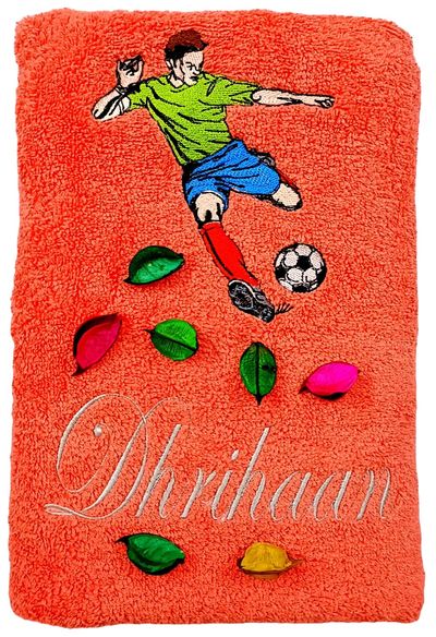 Footballer/Soccer Player Sports Personalised Kids Bath Towel