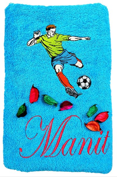Footballer/Soccer Player Sports Personalised Kids Bath Towel