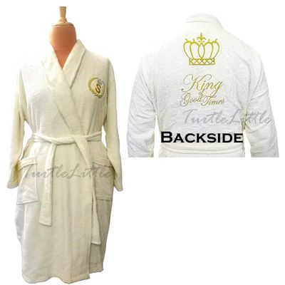 Personalized Golden Crown Bathrobe with Name and Initials