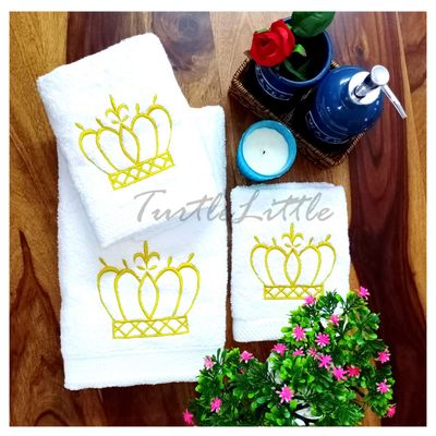 Golden Crown Towel Set 1 Bath Plus 2 Hand Towels