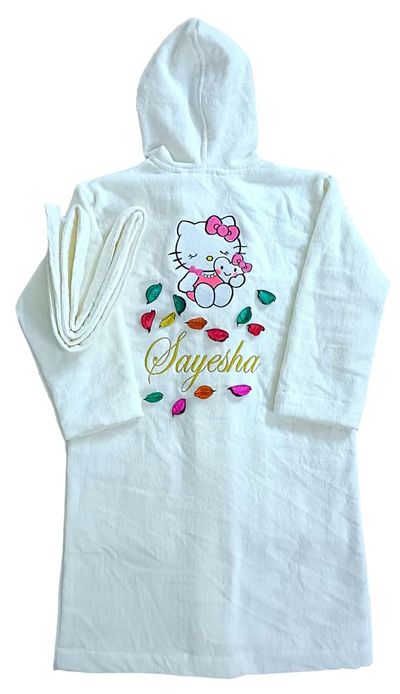 Personalised Heart Bathrobe For Girls, with Name and Initials