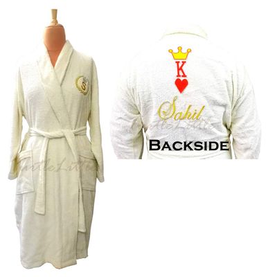 Personalized King of Hearts with Crown Bathrobe with Name and Initials