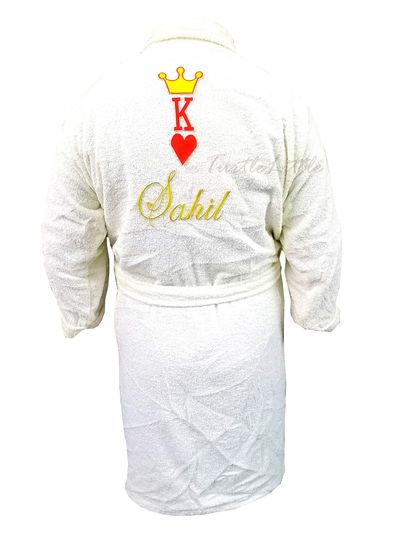 Personalized King of Hearts with Crown Bathrobe with Name and Initials