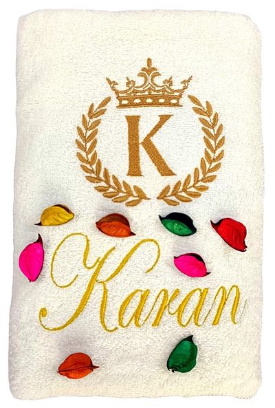 Laurel Initials Personalised Bath Towel