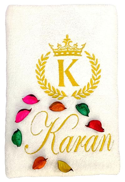 Laurel/Emblem with Initials Personalised Bath Towel
