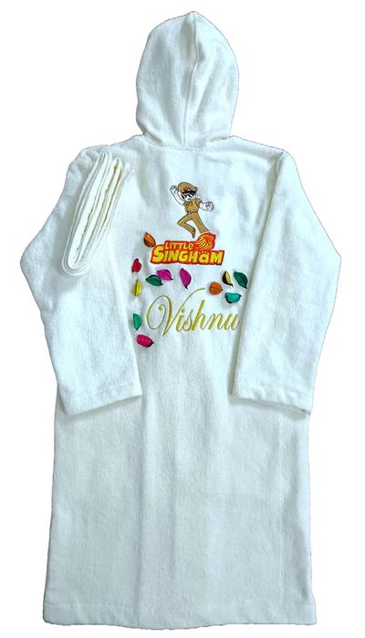 Personalised Little Singham Superhero Bathrobe, with Name and Initials