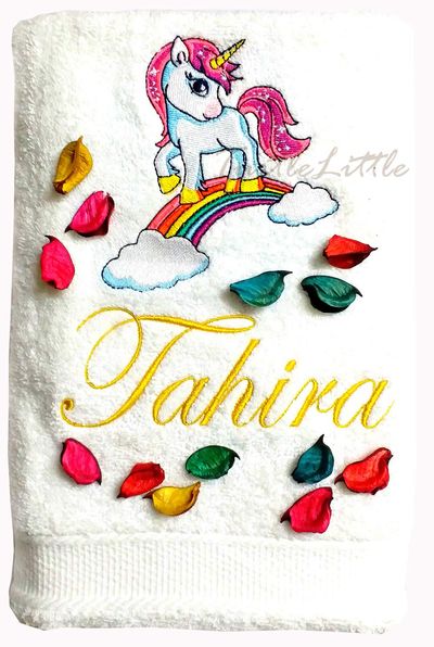 Little Unicorn Pony Personalised Kids Bath Towel