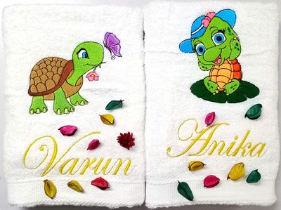 Love Turtles Personalised Valentines Couple Bath Towel Set