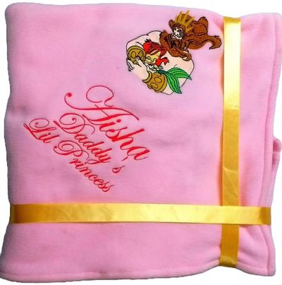 Mermaid Baby Ariel in Dad's Arms Personalised Kids Blanket