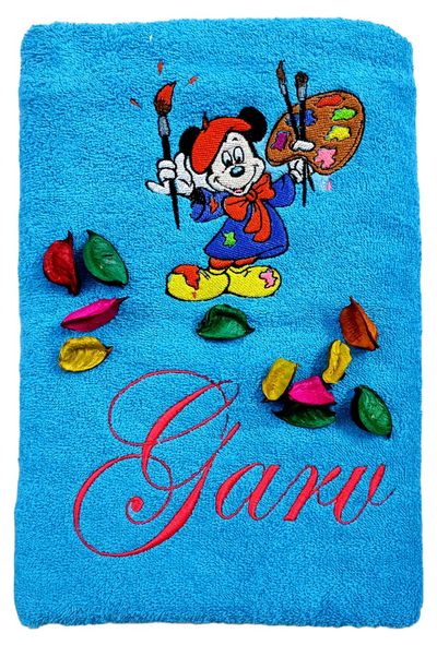 Mickey Painter Artist Personalised Kids Bath Towel