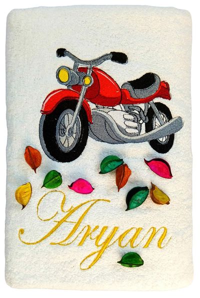 Motorcycle/Bike Personalised Kids Bath Towel