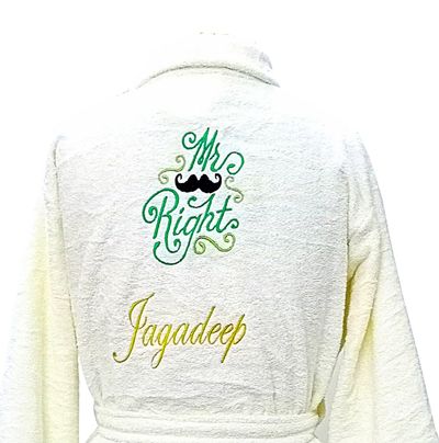 Personalised Mr & Mrs Right Couple Bathrobes, with Name and Initials