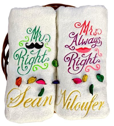 Mr Right, Mrs Always Right Personalised Couple Towel Set