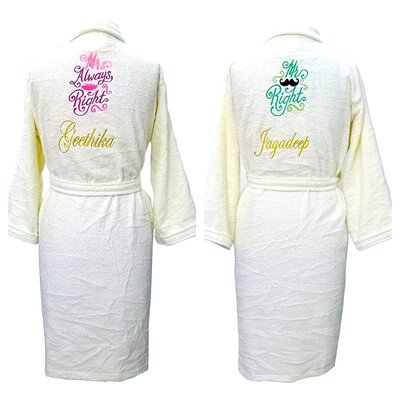 Mr Right Mrs Always Right Couple Bathrobe Set (Gold)