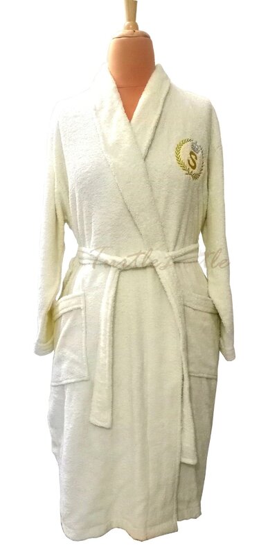 Golden Laurel Initials Personalised Bathrobe