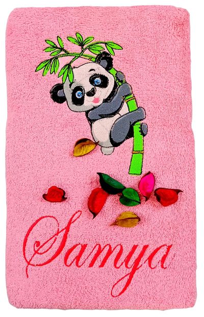 Panda on Bamboo Tree Personalised Kids Bath Towel
