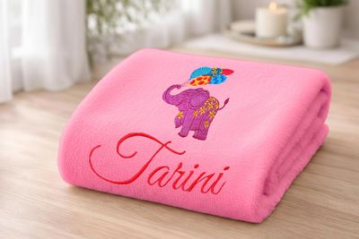 Party Elephant with Baloons Personalised Kids Bath Towel