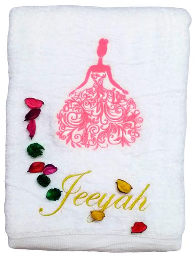 Pink Doll Personalised Bath Towel