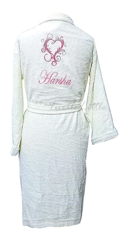Personalized Pink Heart Bathrobe with Name and Initials