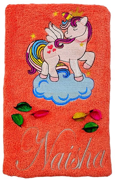 Pony Unicorn Personalised Kids Girls Bath Towel