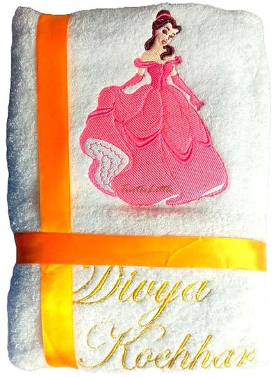 Princess in Pink Dress Personalised Kids Bath Towel