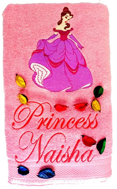 Princess in Purple Dress Personalised Kids Bath Towel
