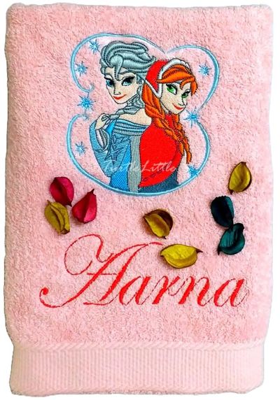 Princess Sisters Personalised Kids Bath Towel