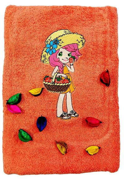 Princess with Fruit Basket Embroidered Bath Towel