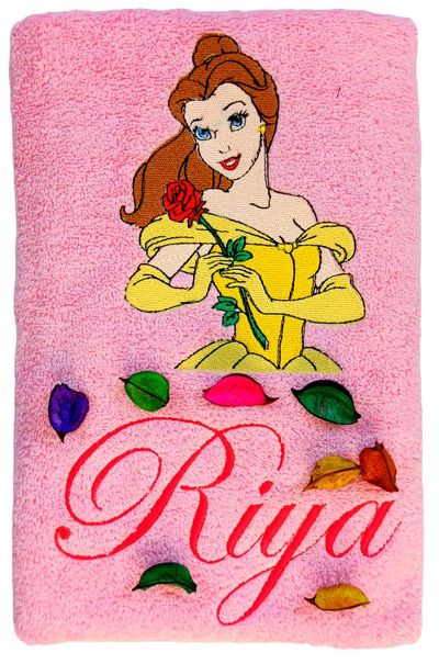 Princess with Rose Personalised Kids Bath Towel